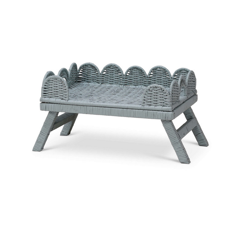 Scalloped Rattan Standing Tray - Size: 32H x 66W x 40D (cm) - Boho style Dining furniture