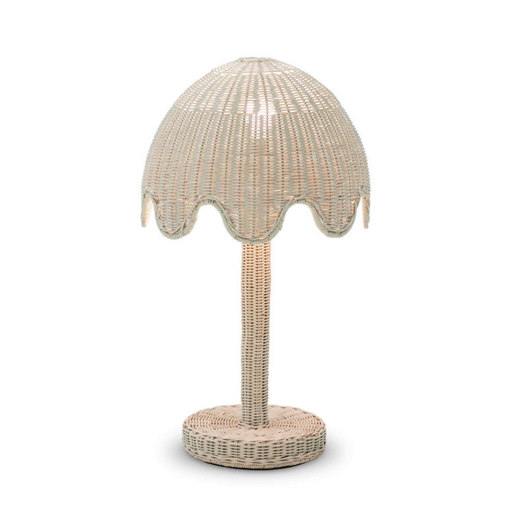 Scalloped Rattan Table Lamp - Size: 73H x 43W x 43D (cm) - Boho style  furniture