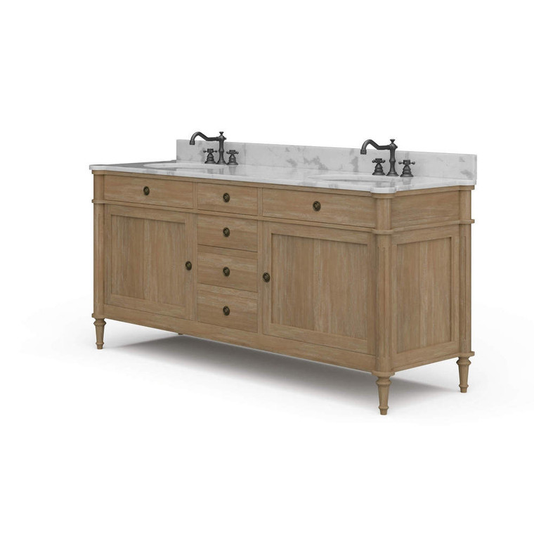 Kelly Double Vanity w/ Sink & Marble Top - Size: 96H x 183W x 59D (cm) - Art Deco style Bath & Laundry furniture