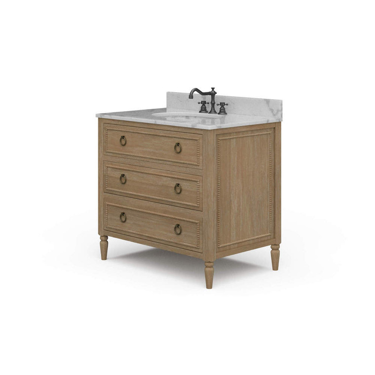 Cholet Single Vanity w/ Sink & Marble Top - Size: 96H x 89W x 60D (cm) - Traditional style Bath & Laundry furniture