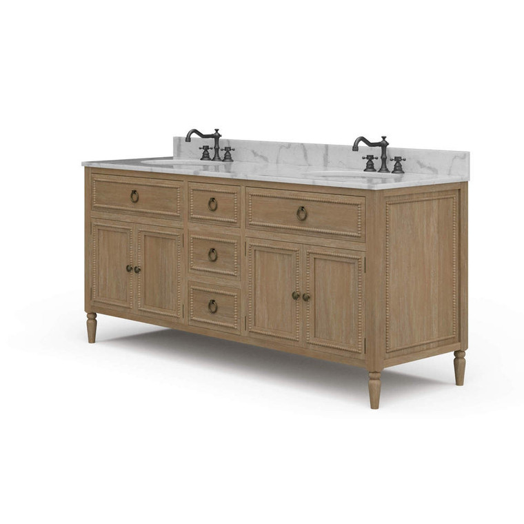 Cholet Double Vanity w/ Sink & Marble Top - Size: 96H x 183W x 58D (cm) - Traditional style Bath & Laundry furniture