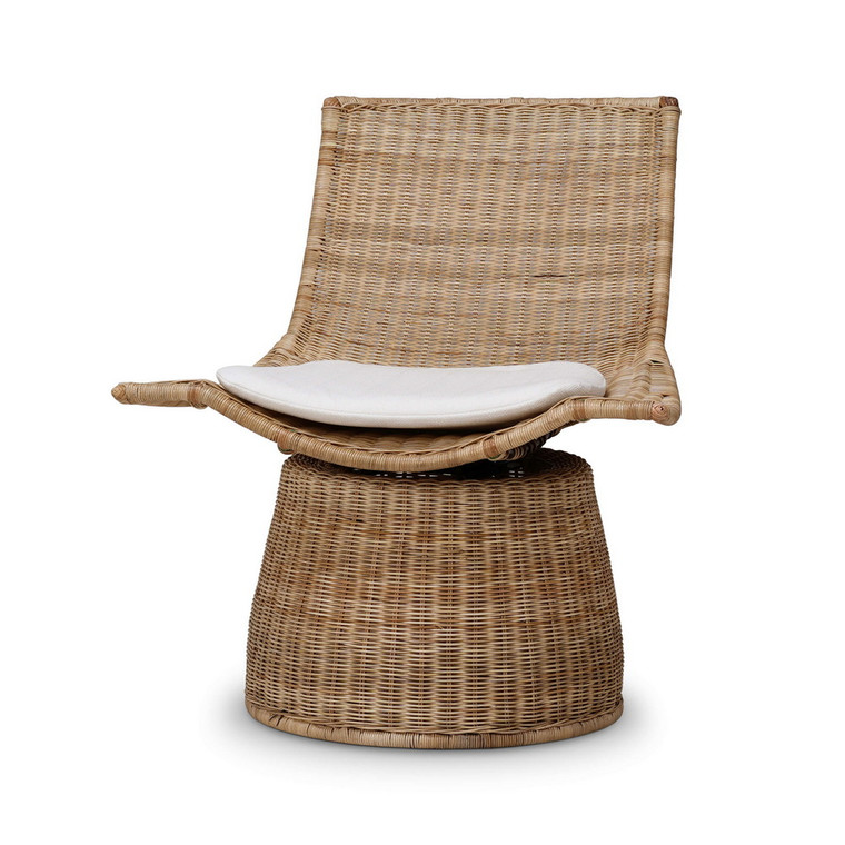 Hampton Rattan Swivel Chair - Size: 80H x 70W x 70D (cm) - Oriental style Occasional furniture