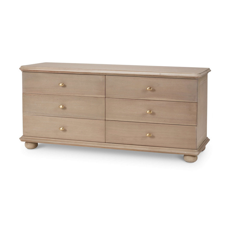 Luna Low 6 Drawer Dresser - Size: 64H x 137W x 46D (cm) - Mid-Century style Bedroom furniture