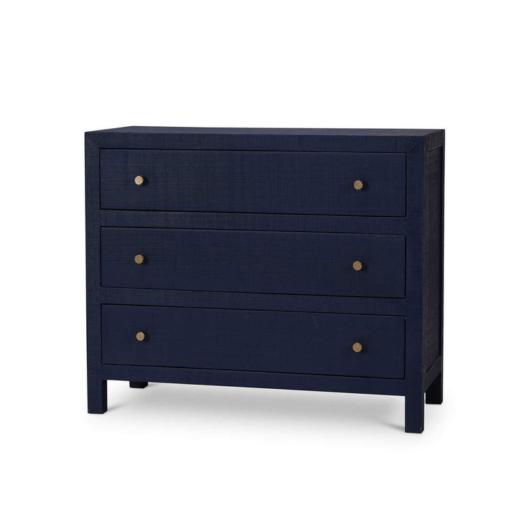 Kagu 3 Drawer Dresser w/ Raffia - Size: 90H x 107W x 46D (cm) - Mid-Century style Bedroom furniture