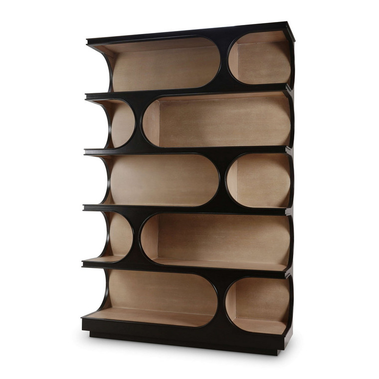 Vannes Crescent Bookcase - Size: 221H x 150W x 46D (cm) - Mid-Century style Living Room furniture