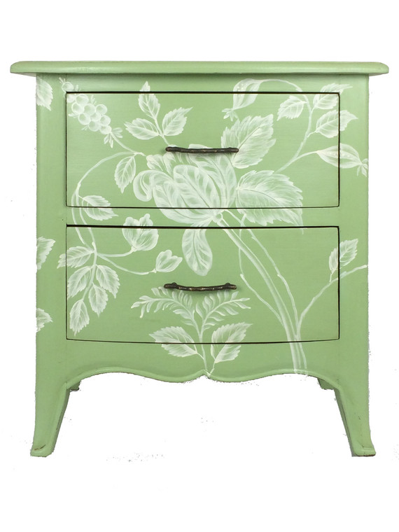 Bow-Front Bedside Cabinet - Pistachio Light Distressed /A60