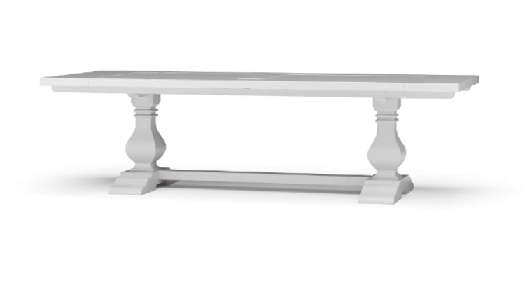 Provincial Trestle Dining Table 240cm - Architectural White Light Distressed