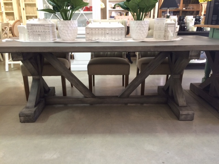 Hamptons X-Base Dining Table 240cm - Smokey Grey