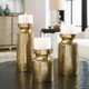Amina Antique Brass Candleholders Set/3 - Size: 33H x 13W x 13D (cm) - Mid-Century Modern style
