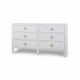 Mornington Linen Wrapped 6 Drawer Dresser - Size: 101H x 175W x 51D (cm) - Art Deco style