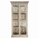 French Cross Display Cabinet 2 Door - Weathered Oak - Hamptons style