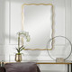 Aneta Gold Scalloped Mirror - Size: 91H x 61W x 1D (cm) - Mid-Century Modern style