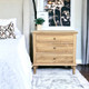 Bordeaux Large Side Table w/ Button Handles - Whitewash Oak Bedroom Furniture - HL158-1-CS