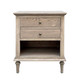 Bordeaux Two Drawers Side Table w/ Button Handles - Weathered Oak Bedroom Furniture - HL159-1-105