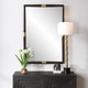 Larkin Dark Wood & Brass Mirror - Size: 111H x 76W x 5D (cm) - Mid-Century Modern style