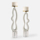 Feamelo Ivory Stone Candleholders S/2 Mediterranean style Candleholder Decor