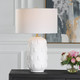 Emerie Textured White Table Lamp - Size: 67H x 43W x 43D (cm) - Mid-Century Modern style