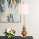 Sienna Caramel Glass Buffet Lamp - Size: 91H x 28W x 28D (cm) - Mid-Century Modern style