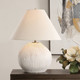 Meryl Aged White Table Lamp - Size: 62H x 51W x 51D (cm) - Mid-Century Modern style
