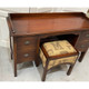 Estate Desk & Stool - Aged Honey Mahogany / Light Jute Fabric - Hand made Edwardian style Office & Study furniture