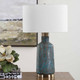 Dauphine Cracked Teal Table Lamp Mid-Century Modern style Table Lamp Decor