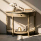 Belleville Bobbin Curved Console Small - Weathered Oak - French Provincial style