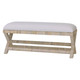 Renoir Rattan X Bench Medium - Rattan Natural / Arctic Fabric - Solid Timber Mid-Century Modern style Bedroom furniture