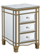 Antique Mirrored 3 Drawer Bedside