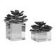 Indian Lotus Metallic Silver Flowers S/2 Mid-Century Modern style Sculpture Decor
