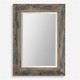 Bozeman Distressed Blue Mirror Mid-Century Modern style Wall Mirror Decor