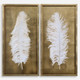 White Feathers Gold Shadow Box S/2 Contemporary style Wall Art Decor
