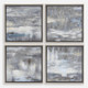 Shades Of Gray Hand Painted Art S/4 Mid-Century Modern style Painting Decor