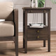 Eton 2 Drawer Side Table w/ Pull Out Shelf - Cocoa - Size: 42H x 32W x 69D (cm) - Craftsman style