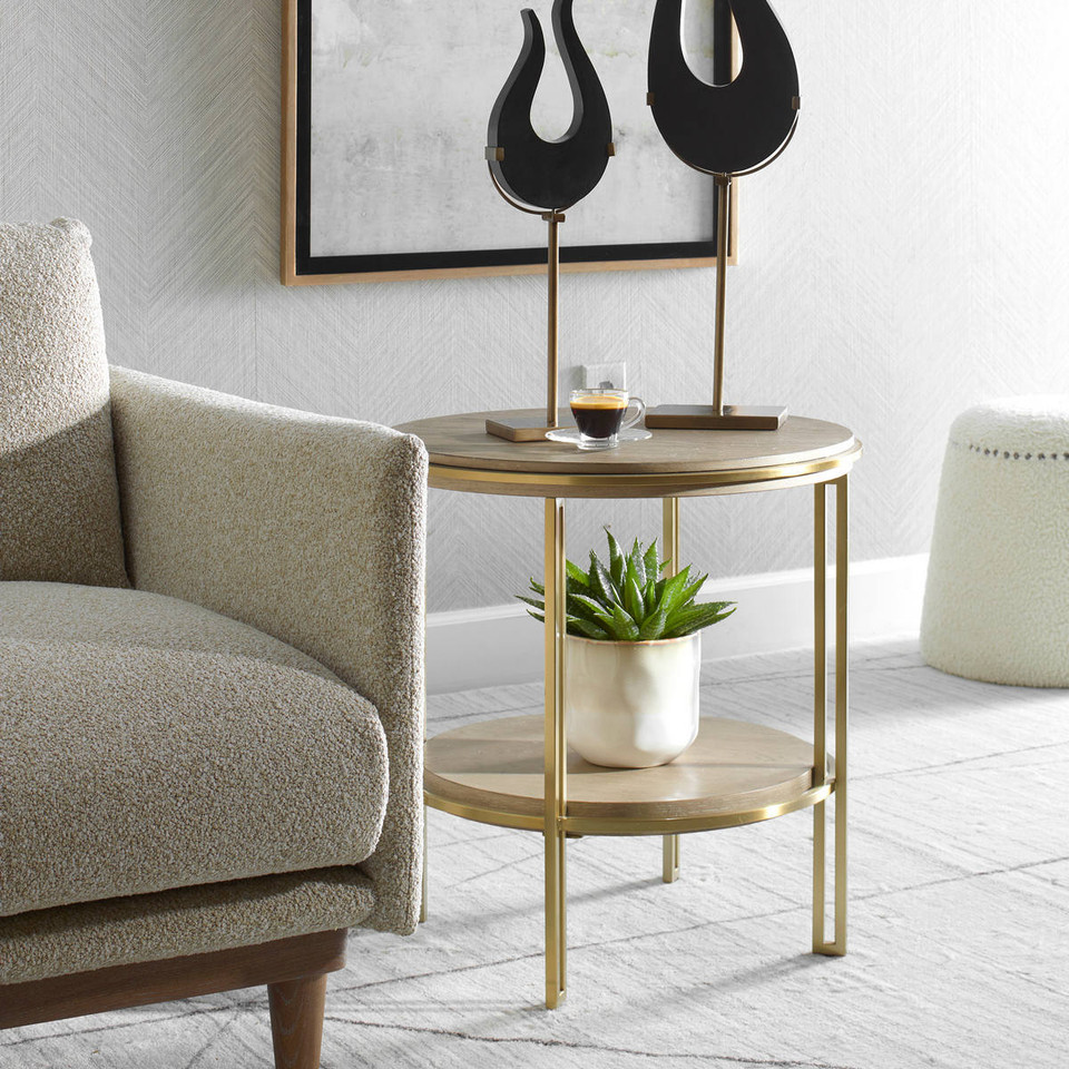 Elise Round Brass Side Table | Contemporary Style Accent Table