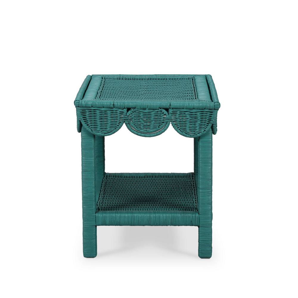 Scallop Rattan Side Table w/ Tray