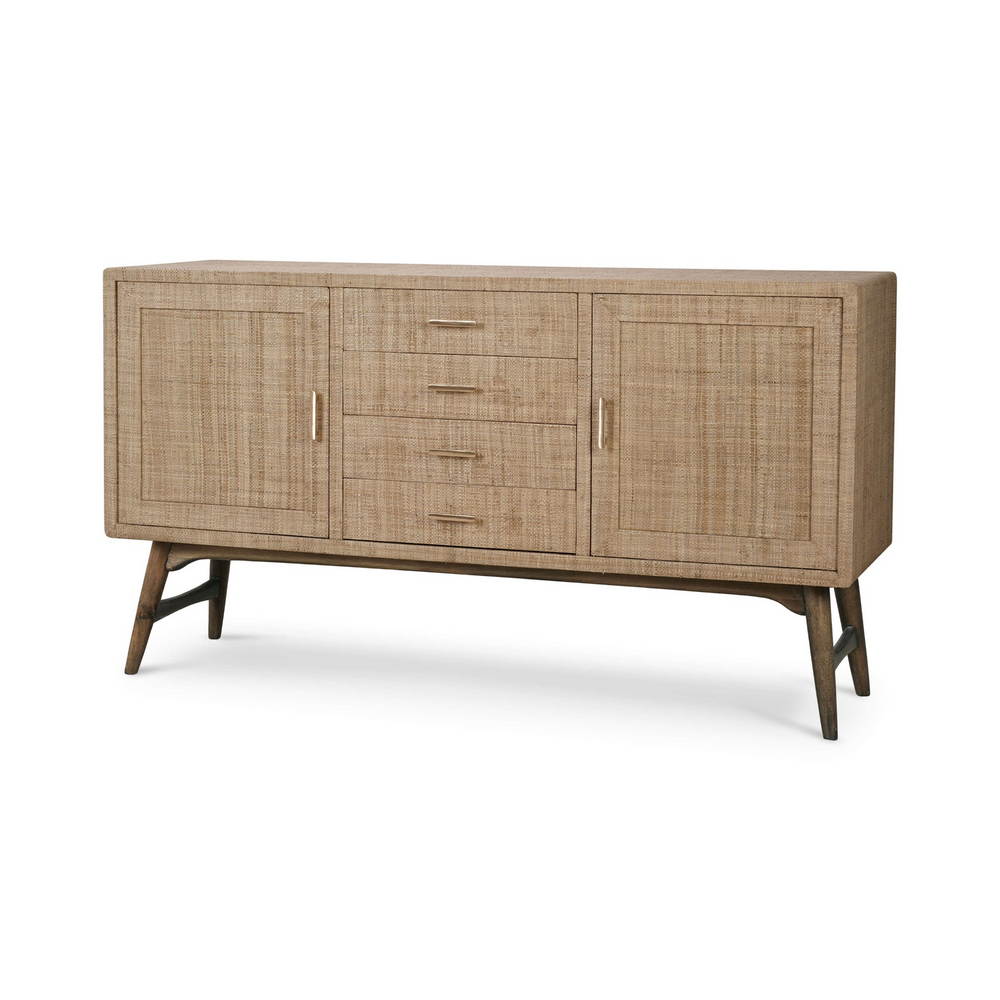 Pierre Mid Century Buffet/Media w/ Raffia