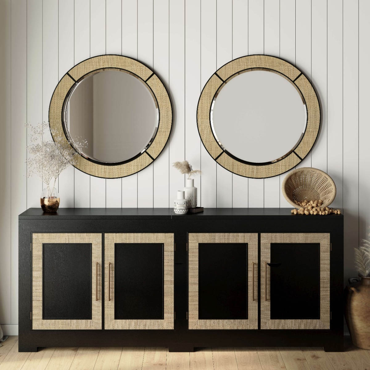 Fleet 4 Door Sideboard w/ Rattan