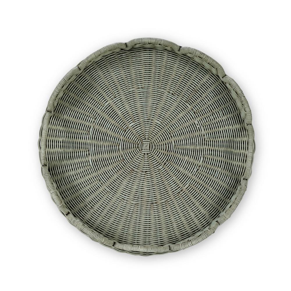 Scalloped Round Rattan Tray