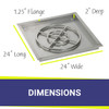 American Fire Products 24" Stainless Steel Square Drop In Pan With 18" Fire Ring - SS-SQP-24-ASBL
