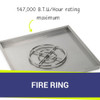 American Fire Products 36" Stainless Steel Square Drop In Pan With 18" Fire Ring - SS-SQP-36-ASBL