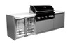 Whistler 5-Burner 110 x 28-Inch Gas Grill Island with Infrared Rear Burner, Refrigerator, and Rotisserie Kit - Black Stainless