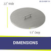 American Fire Products Stainless Steel Cover for Round Drop-In Fire Pit Pan - SS-CV-RSP-19