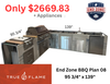 end zone bbq kitchen plan 08 featuring true flame grills and components
