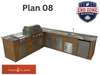 end zone bbq kitchen plan 08 finished with composite decking siding and granite counter tops featuring true flame grill and components