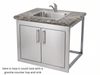 End Zone BBQ 36" full size double doors installed into a frame with granite counter top and sink