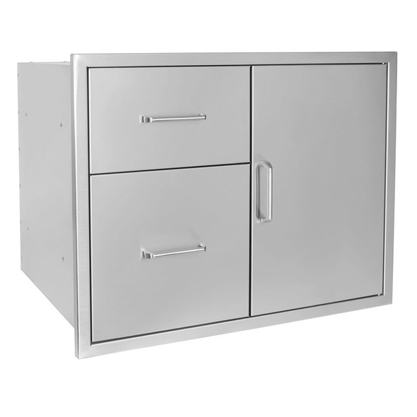Wildfire-30-Inch-304-Stainless-Steel-Right-Hinged-Access-Door-and-Double-Drawer-Combo-Angle Wildfire-30-Inch-304-Stainless-Steel-Right-Hinged-Access-Door-and-Double-Drawer-Combo-Angle