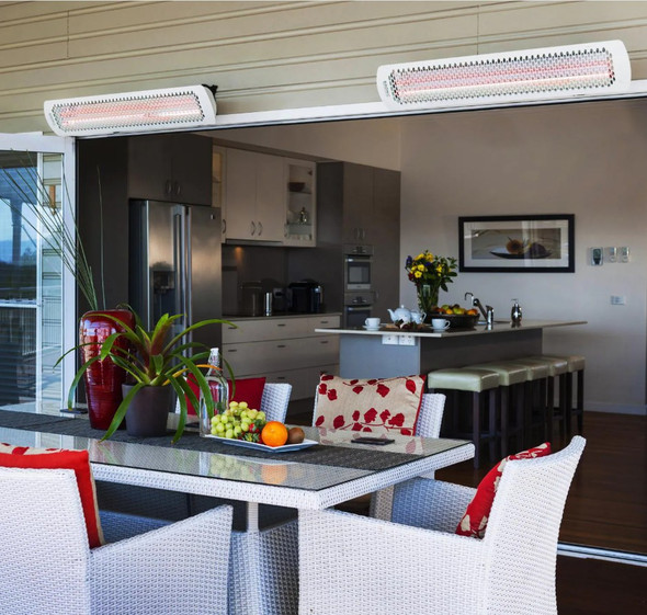 Bromic Heating Tungsten Smart-Heat 44-Inch 4000W Dual Element 240V Electric Infrared Patio Heater - White - BH0420012