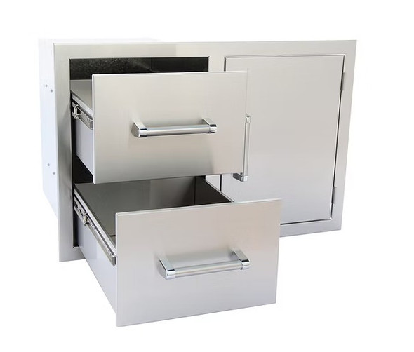 Kokomo Outdoor Kitchen Stainless Steel Two Drawer - One Door Combo SKU: KO-ALPDC