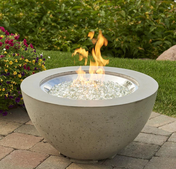 Cove 29 Inch Round GFRC Natural Gas Fire Bowl in Natural Gray by The Outdoor GreatRoom Company (Ships As Propane w/ Natural Gas Conversion Kit)