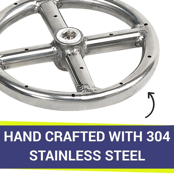 American Fire Products 6" Single-Ring Stainless Steel Burner with a 1/2" Inlet - SS-FR-6